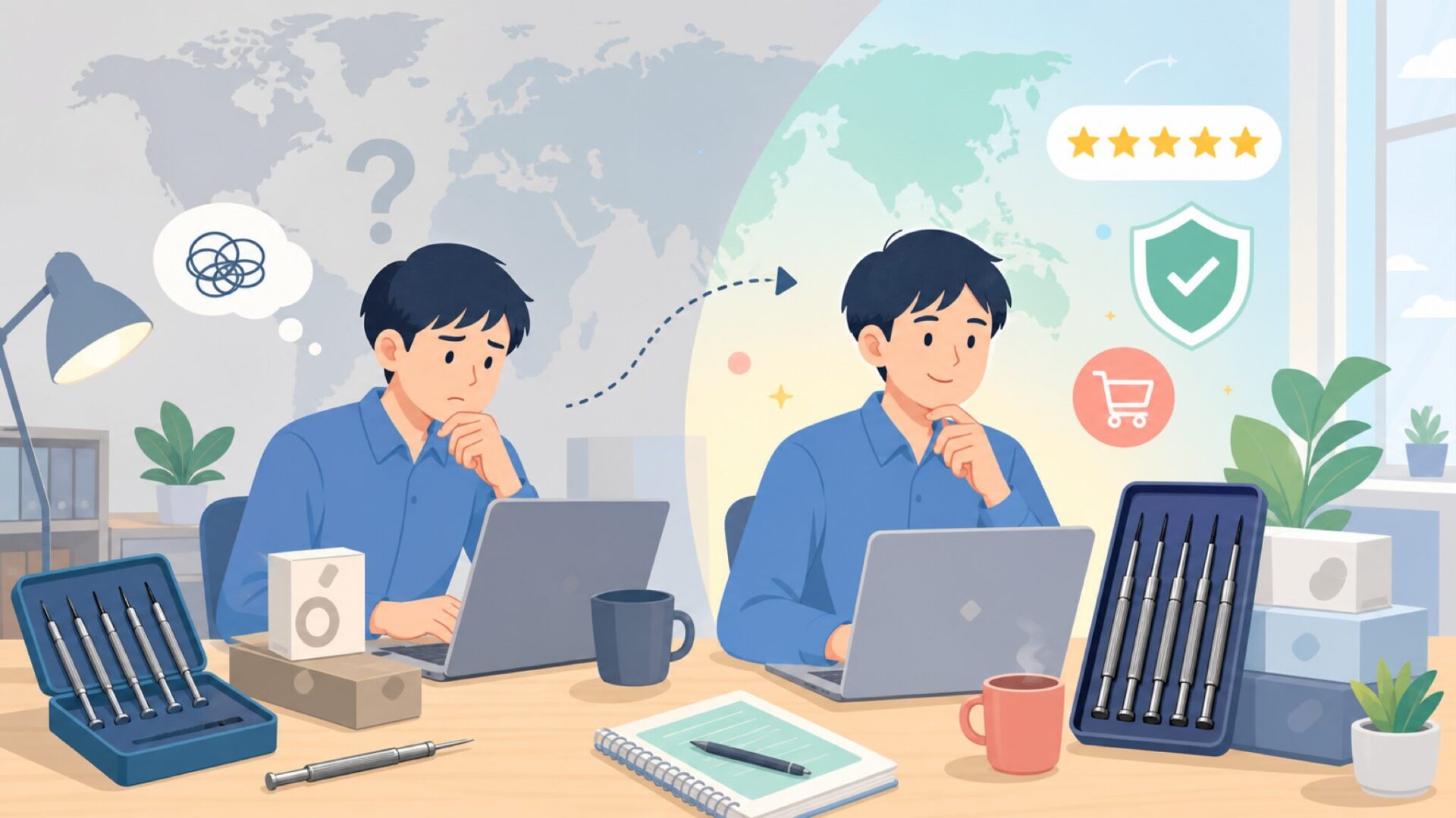 Arula精密ドライバーはどこの国？信頼性と失敗しない選び方の要点を表すイラスト