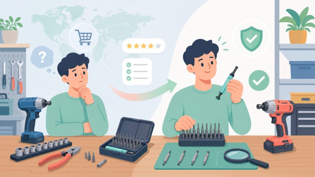 HEARTHFUN精密ドライバーはどこの国?信頼性を徹底チェックの要点を表すイラスト
