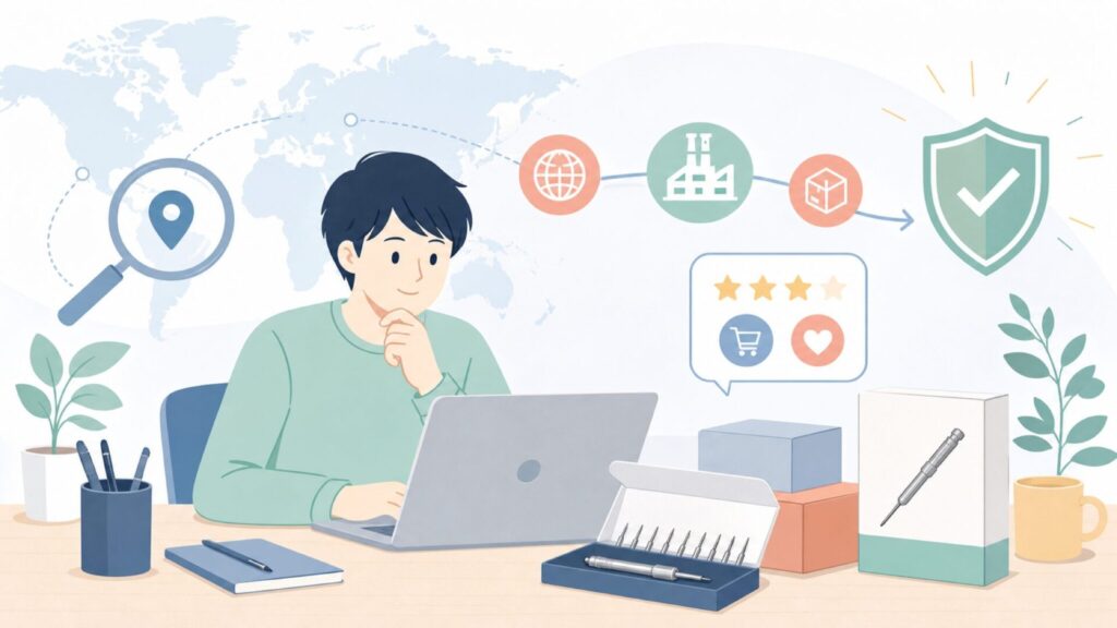 Faireach精密ドライバーはどこの国?失敗しない選び方の要点を表すイラスト
