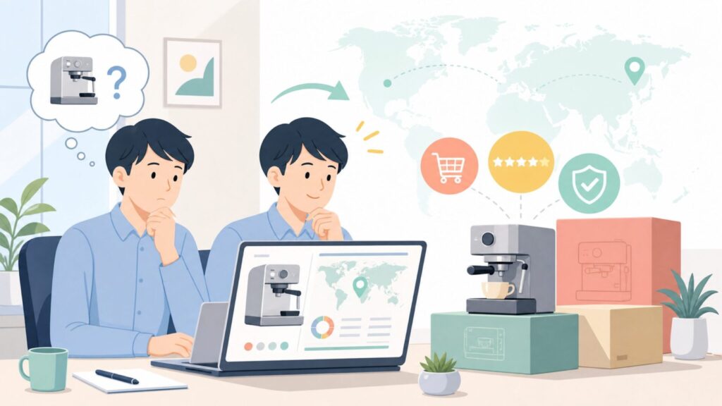 KOTLIEはどこの国のブランド？特徴・評判・価格を購入前に確認の要点を表すイラスト