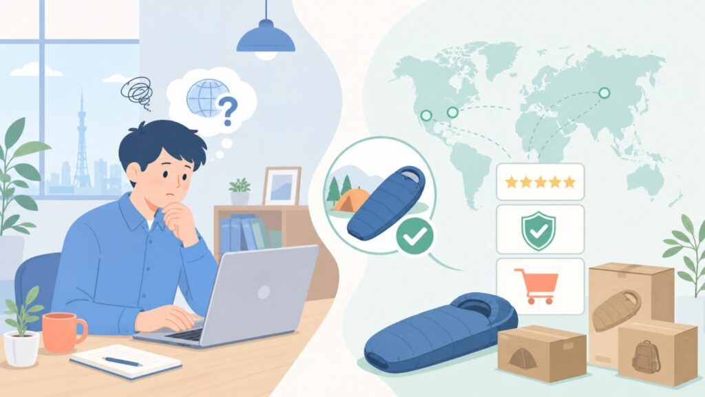 MEREZA寝袋はどこの国のブランド?口コミ・対応温度を解説の要点を表すイラスト