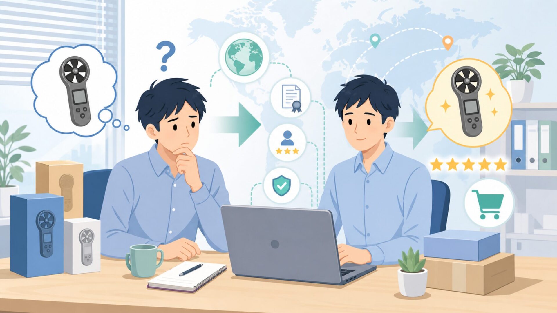 HOLDPEAK風速計どこの国？信頼性と選び方を購入前に確認の要点を表すイラスト