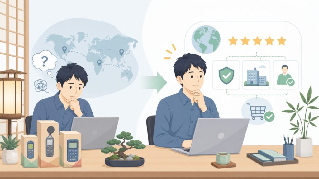 AMTAST測定器はどこの国？会社概要とブランドの正体を解説の要点を表すイラスト