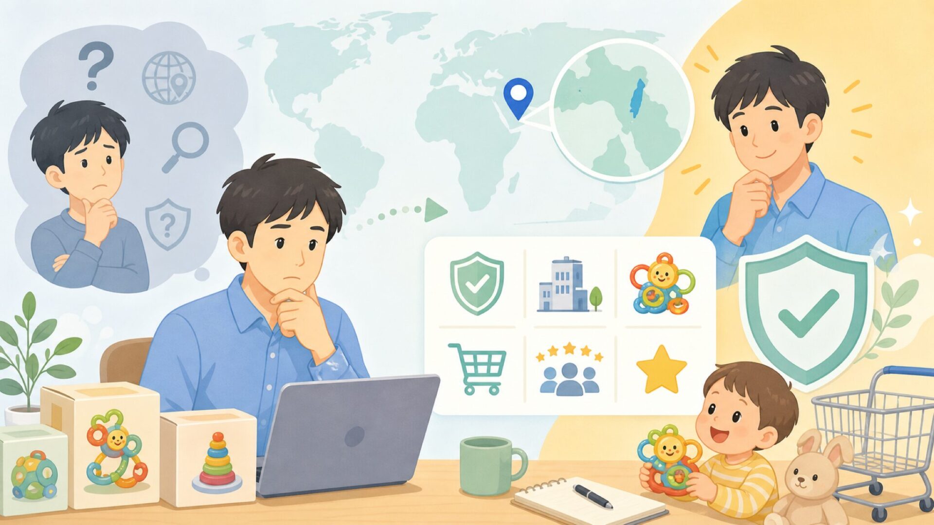 Yookidooはどこの国？イスラエル発の知育玩具ブランドの安全性と人気の理由の要点を表すイラスト