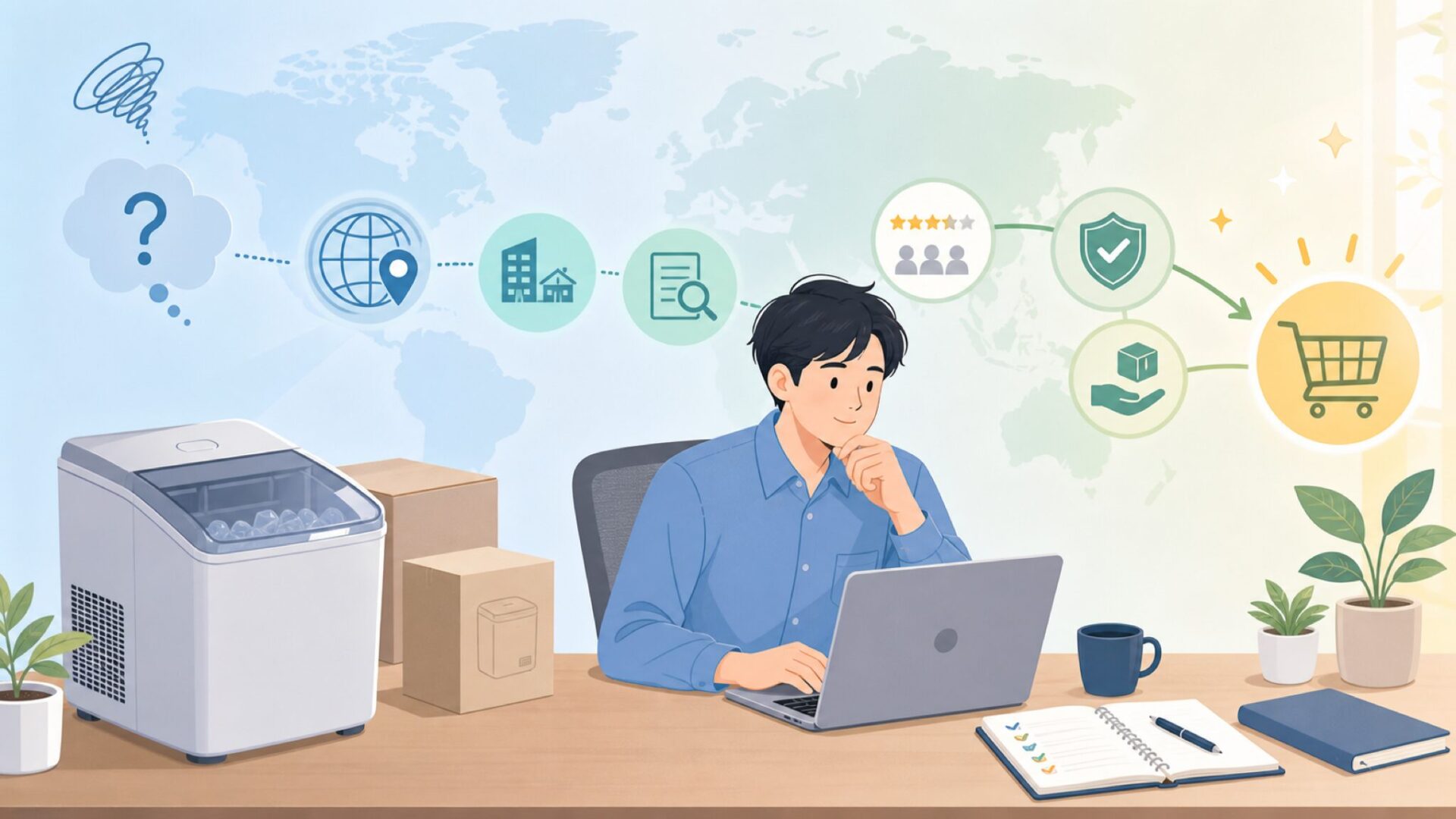Kismile製氷機はどこの国?怪しいか口コミと選び方で解説の要点を表すイラスト
