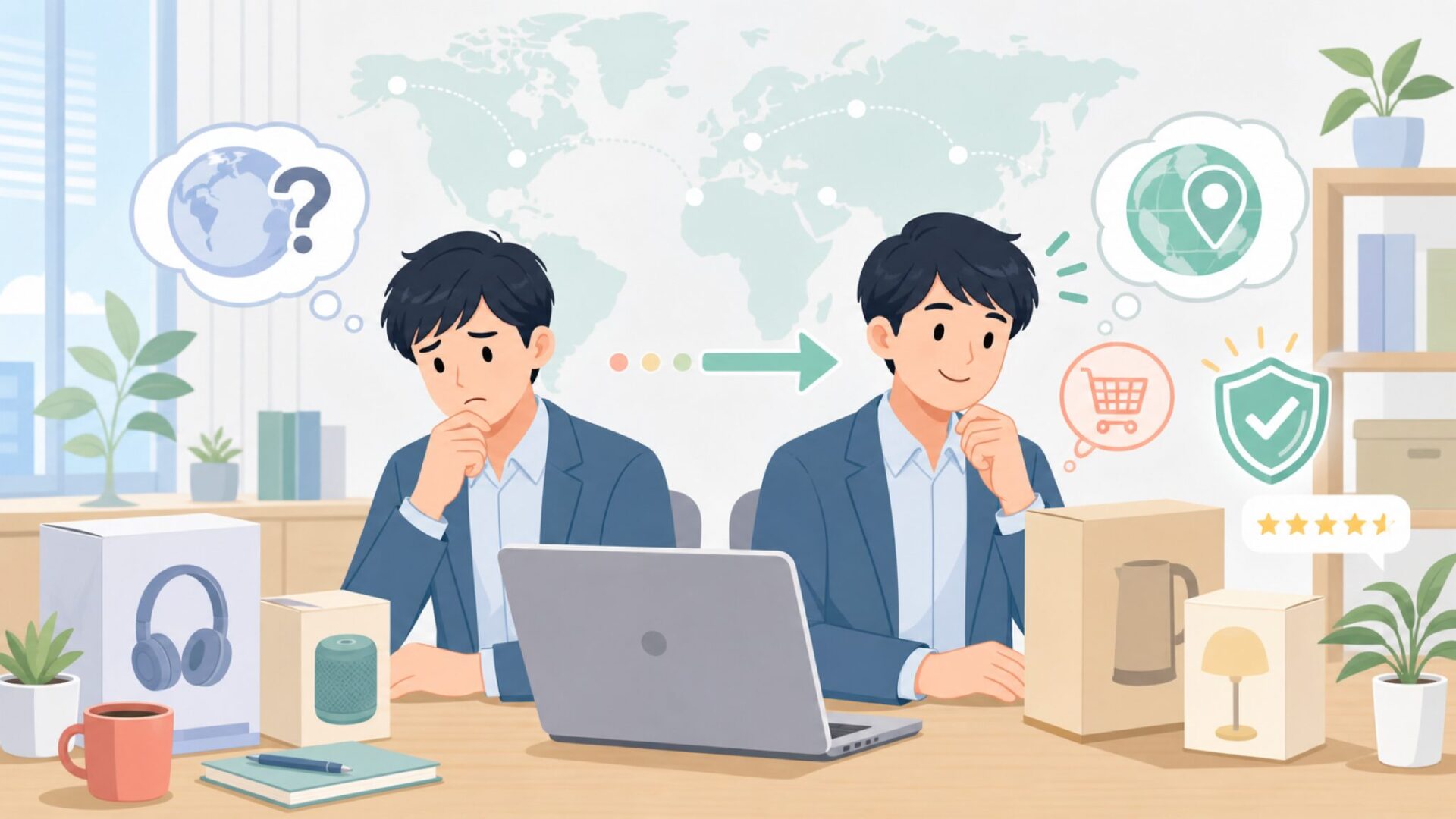 WisFoxキーボードはどこの国？購入前に知りたい国籍と選び方の要点を表すイラスト