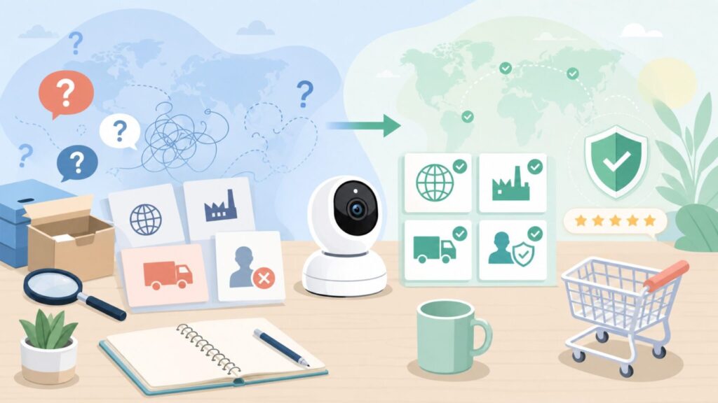 HeimVisionはどこの国?防犯カメラの正体と安全性を解説の要点を表すイラスト