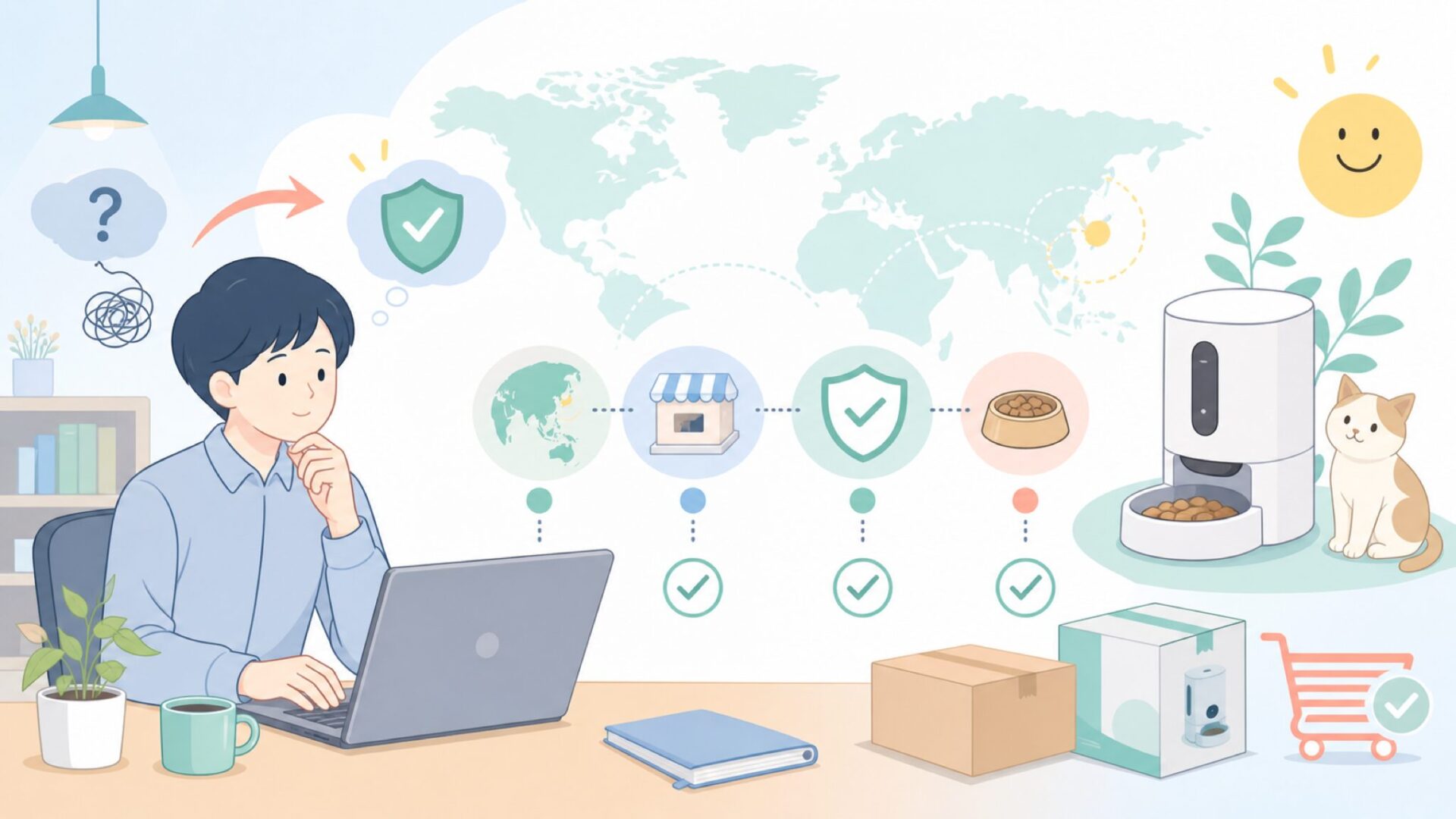 PETGEEKはどこの国?自動給餌器の安全性と選び方まで解説の要点を表すイラスト