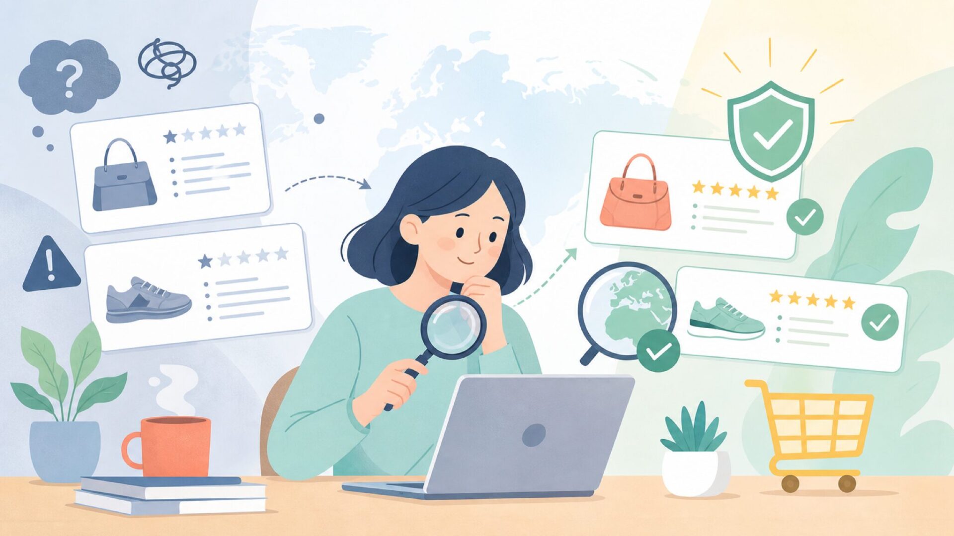 KAYINUOはどこの国のブランド？運営会社と評判を徹底調査の要点を表すイラスト