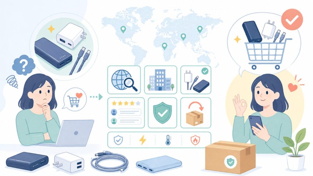 YUNLIGHTSはどこの国？怪しいのか販売元と実態を確認の要点を表すイラスト