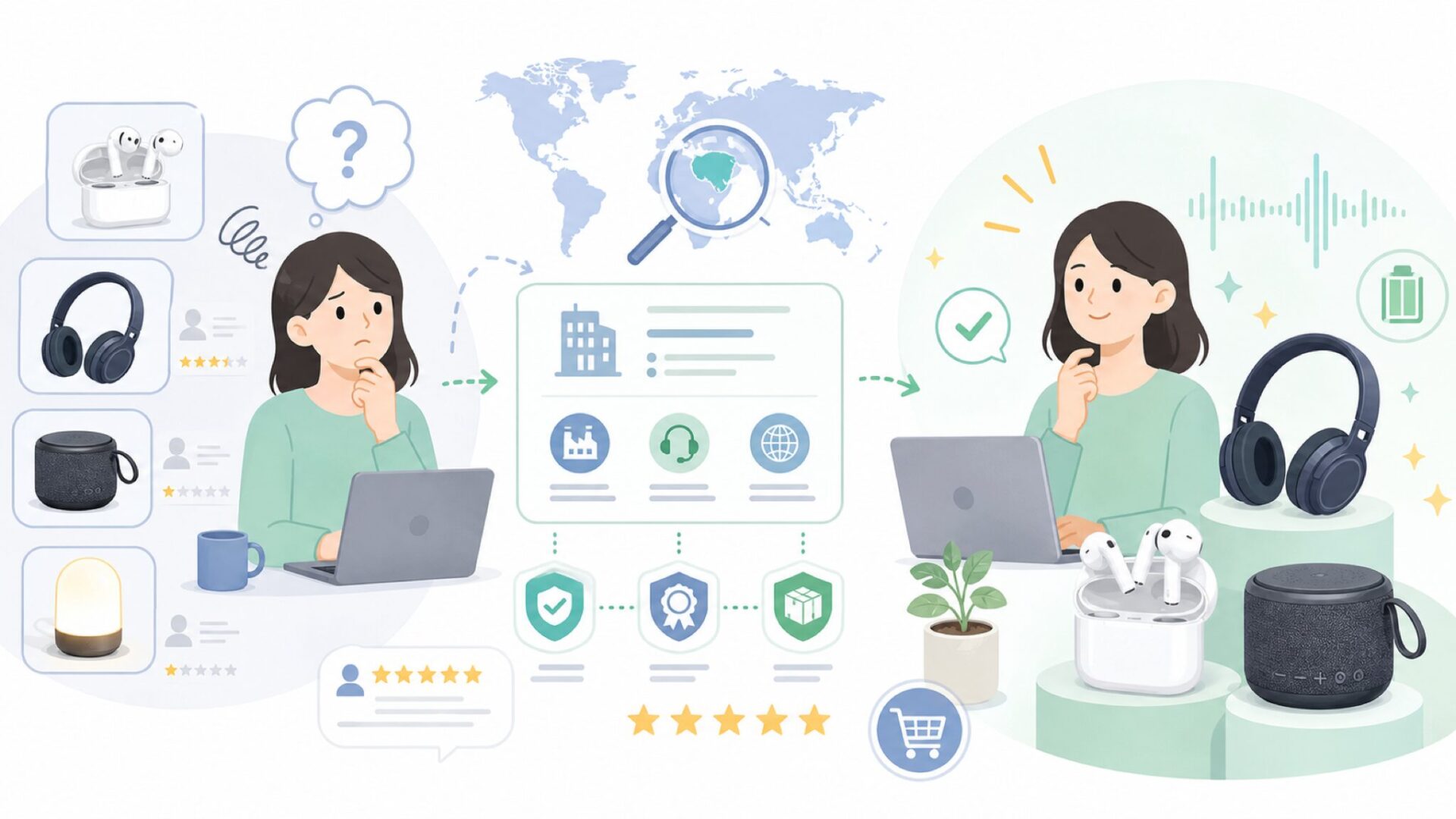 Mpow Lightingはどこの国の会社?正体と会社概要を解説の要点を表すイラスト