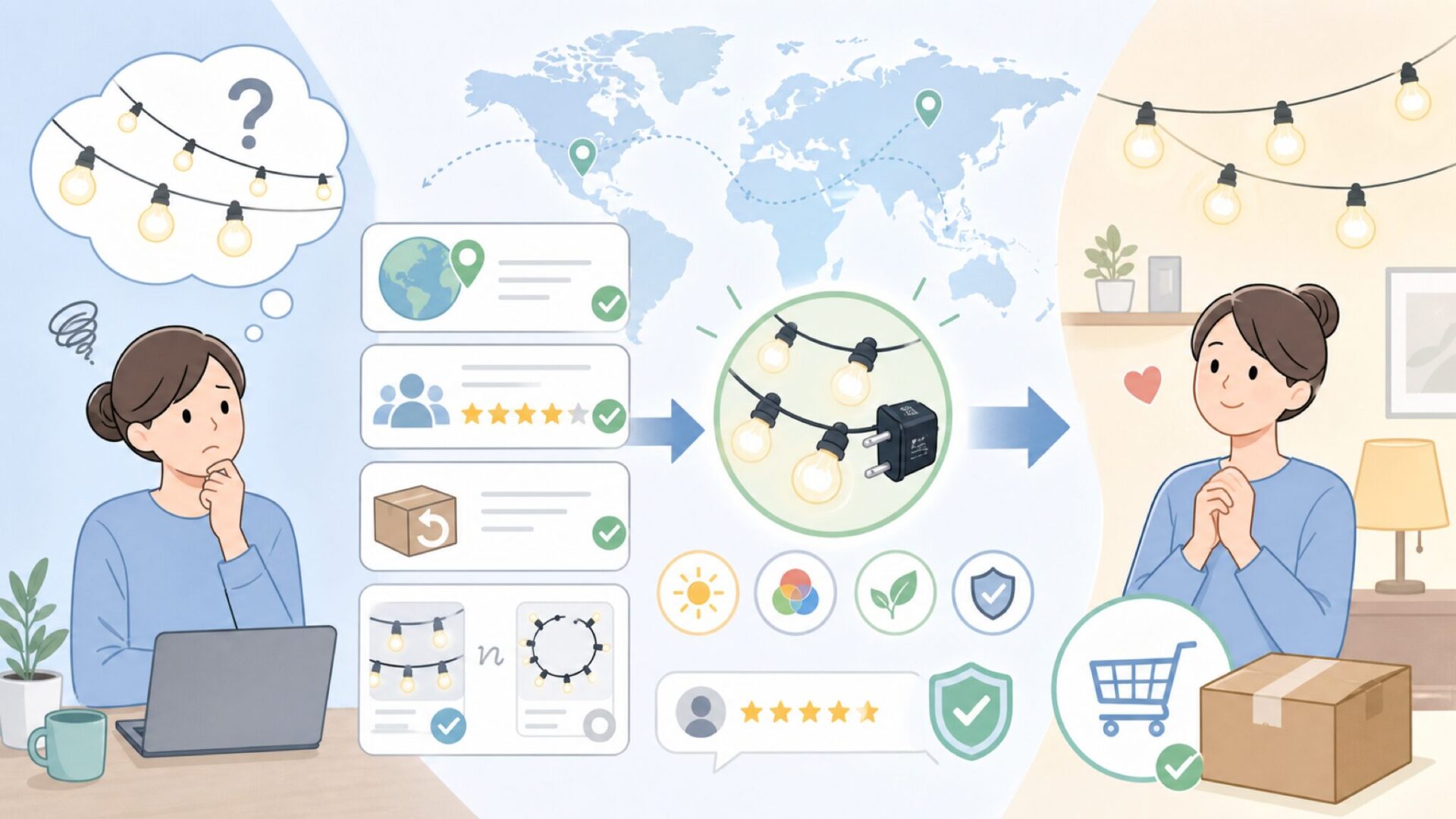 Mocalidoはどこの国のブランド？口コミと安全性を購入前に確認の要点を表すイラスト