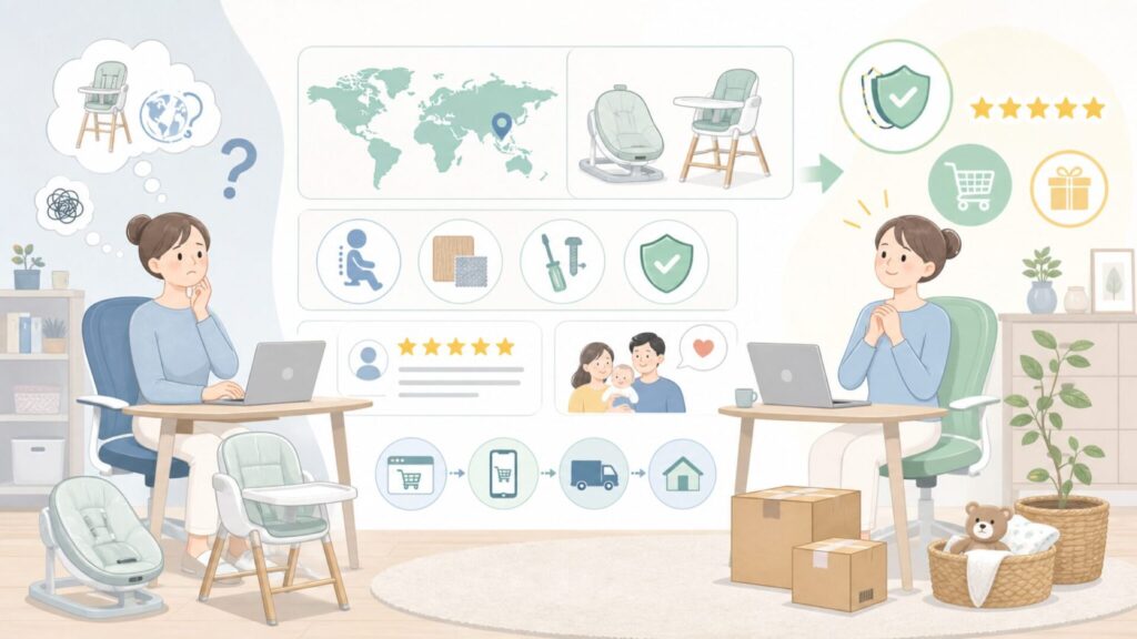 Herobilityはどこの国のブランド?特徴と購入先ガイドの要点を表すイラスト