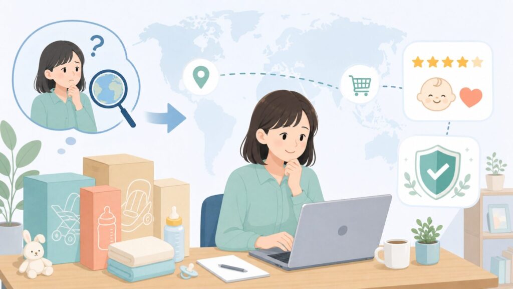 Infantinoはどこの国のブランド？アメリカ生まれの安全なベビー用品を解説の要点を表すイラスト