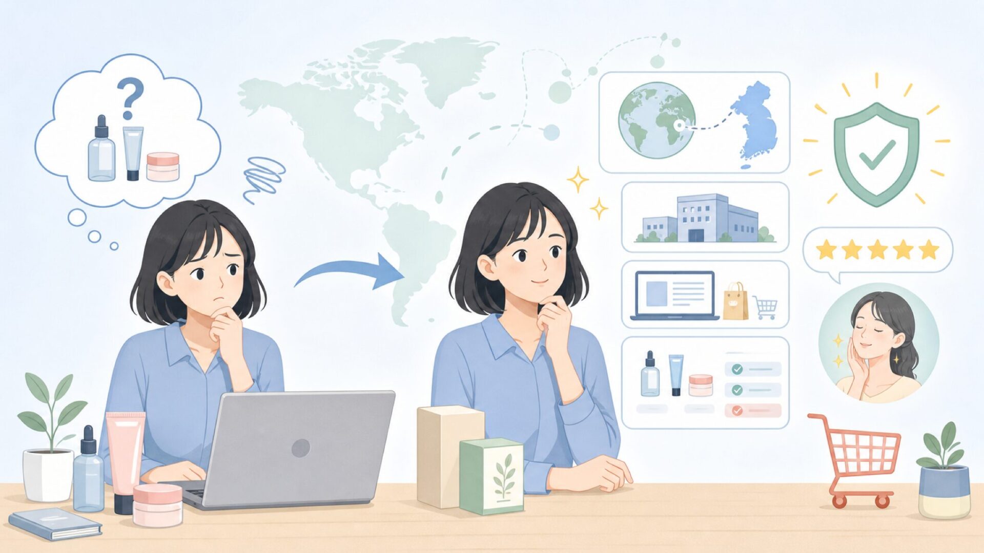 Jumisoはどこの国?韓国コスメブランドの実力を検証の要点を表すイラスト