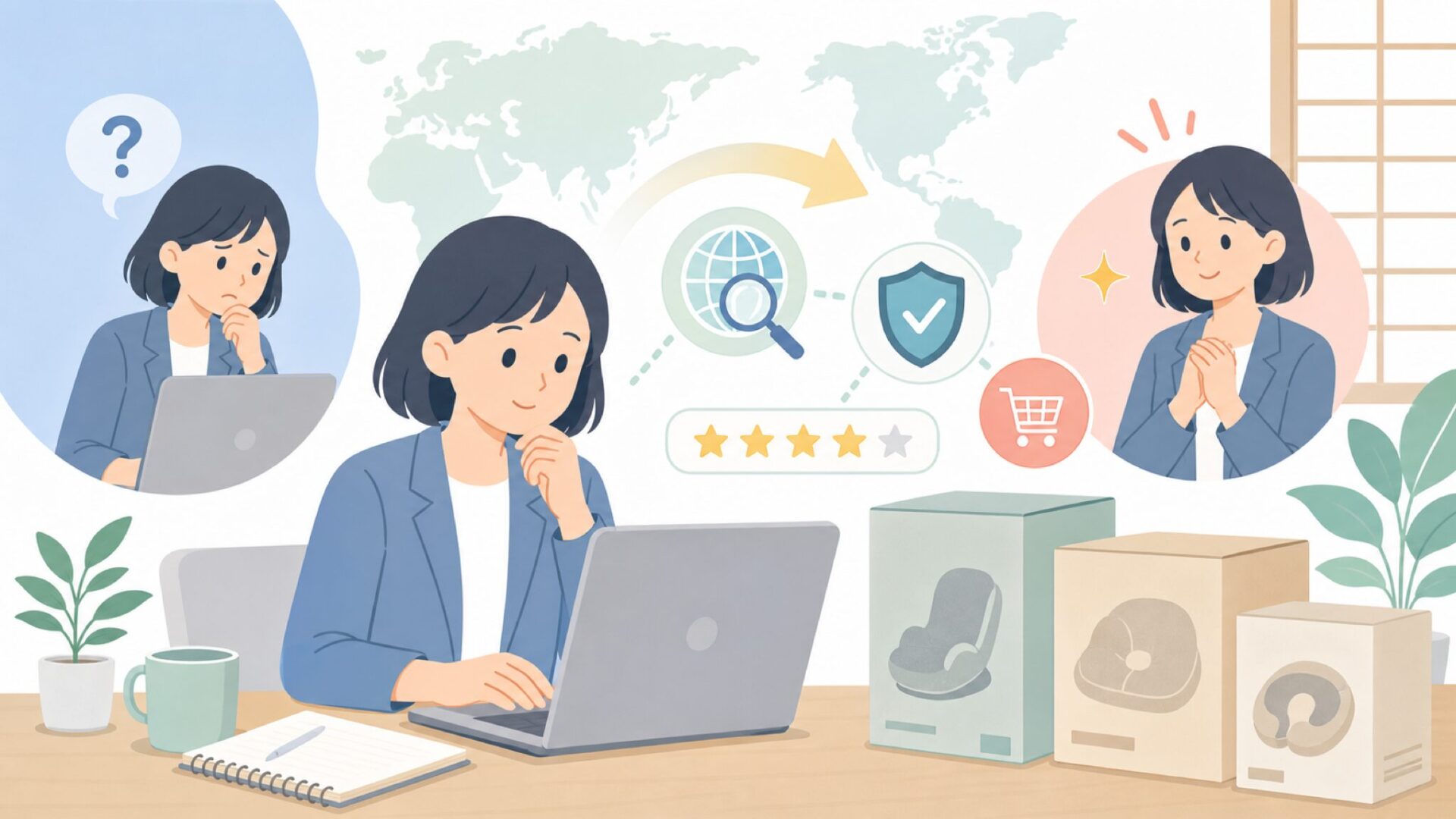 Benbatはどこの国？購入前に知りたいブランド情報と安全性チェックの要点を表すイラスト