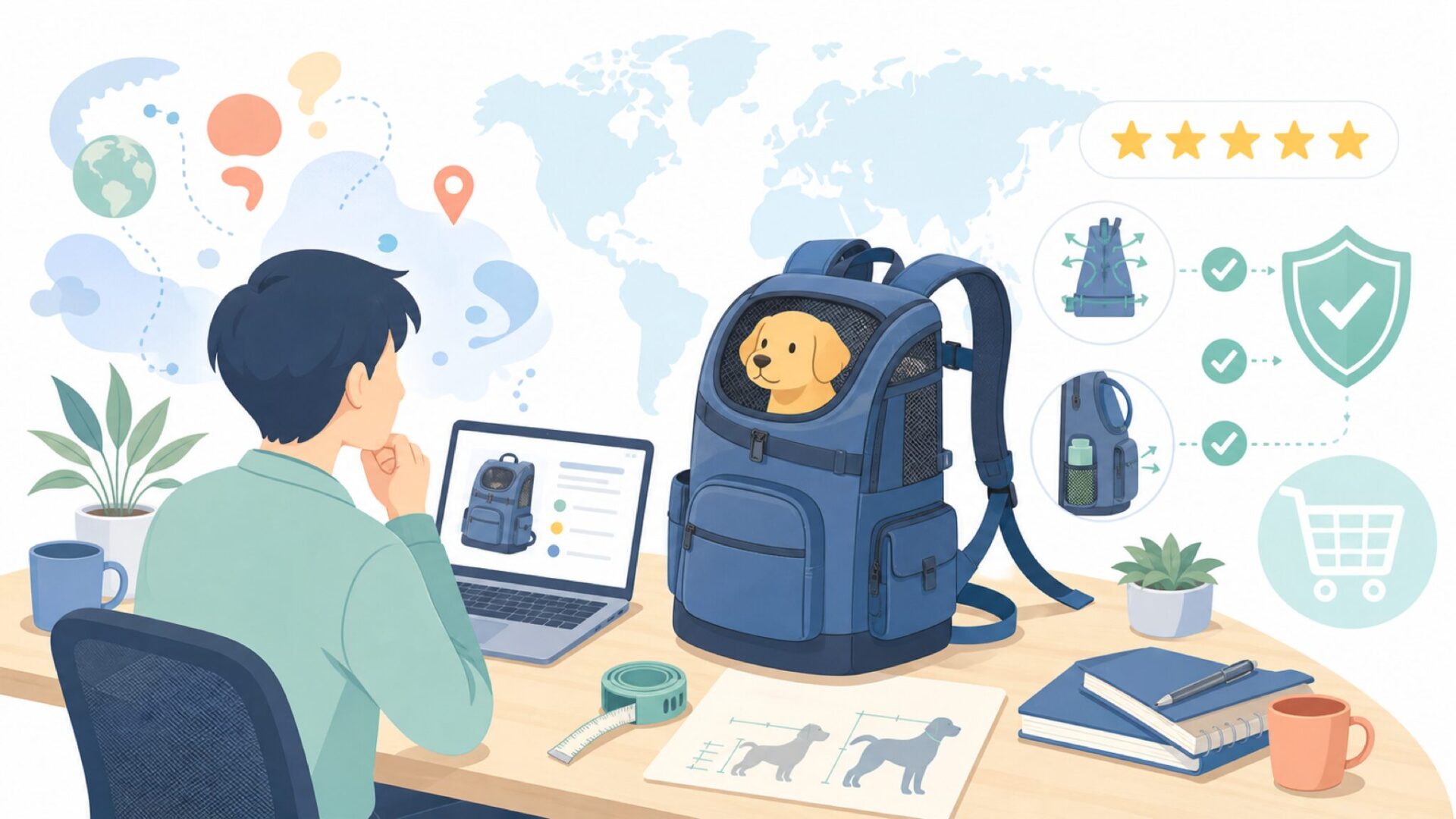 K9 Sport Sackはどこの国？Urban 2の特徴とサイズ選びの要点を表すイラスト