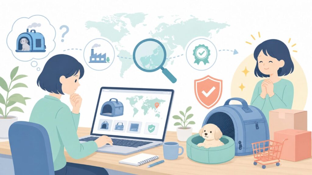 Sleepypodはどこの国?ペット用品の正規品を見極める方法の要点を表すイラスト