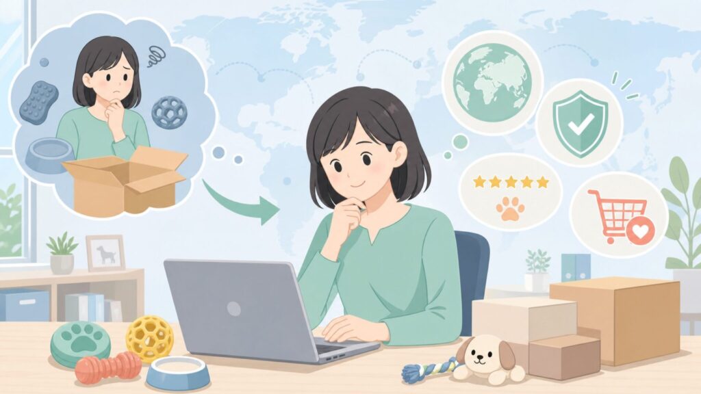 SodaPupペット用品はどこの国のブランド?販売元と選び方の要点を表すイラスト