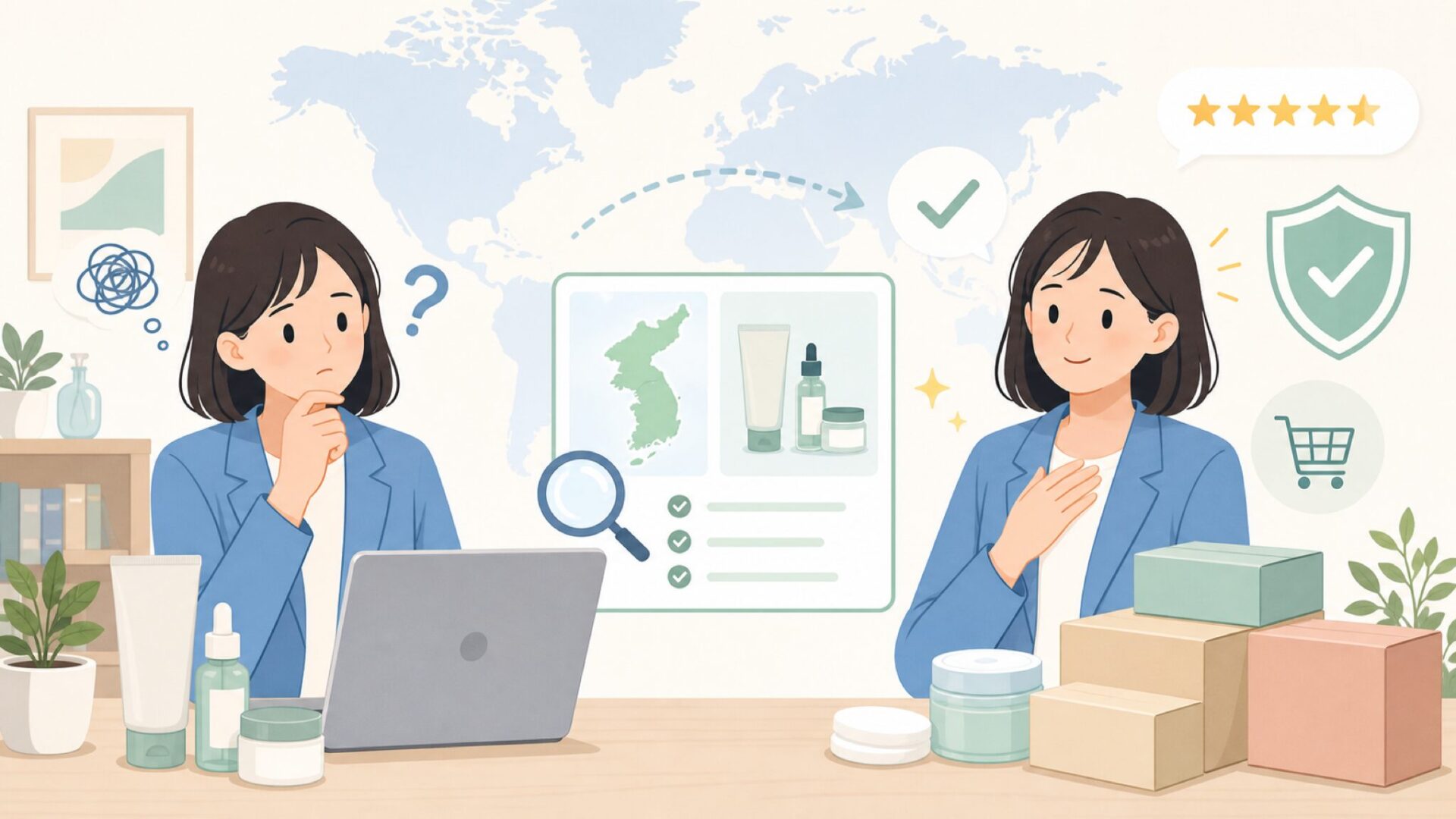 Bentonはどこの国のブランド？韓国コスメか会社概要から検証の要点を表すイラスト