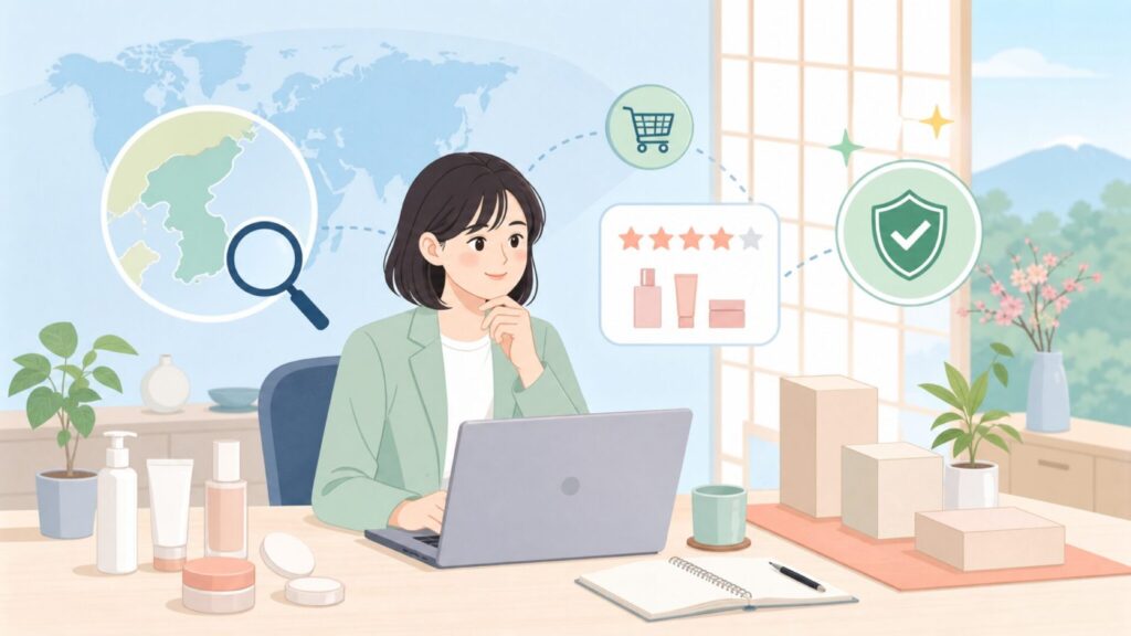 TIRTIR韓国コスメはどこの国?ブランドの正体と人気の理由の要点を表すイラスト