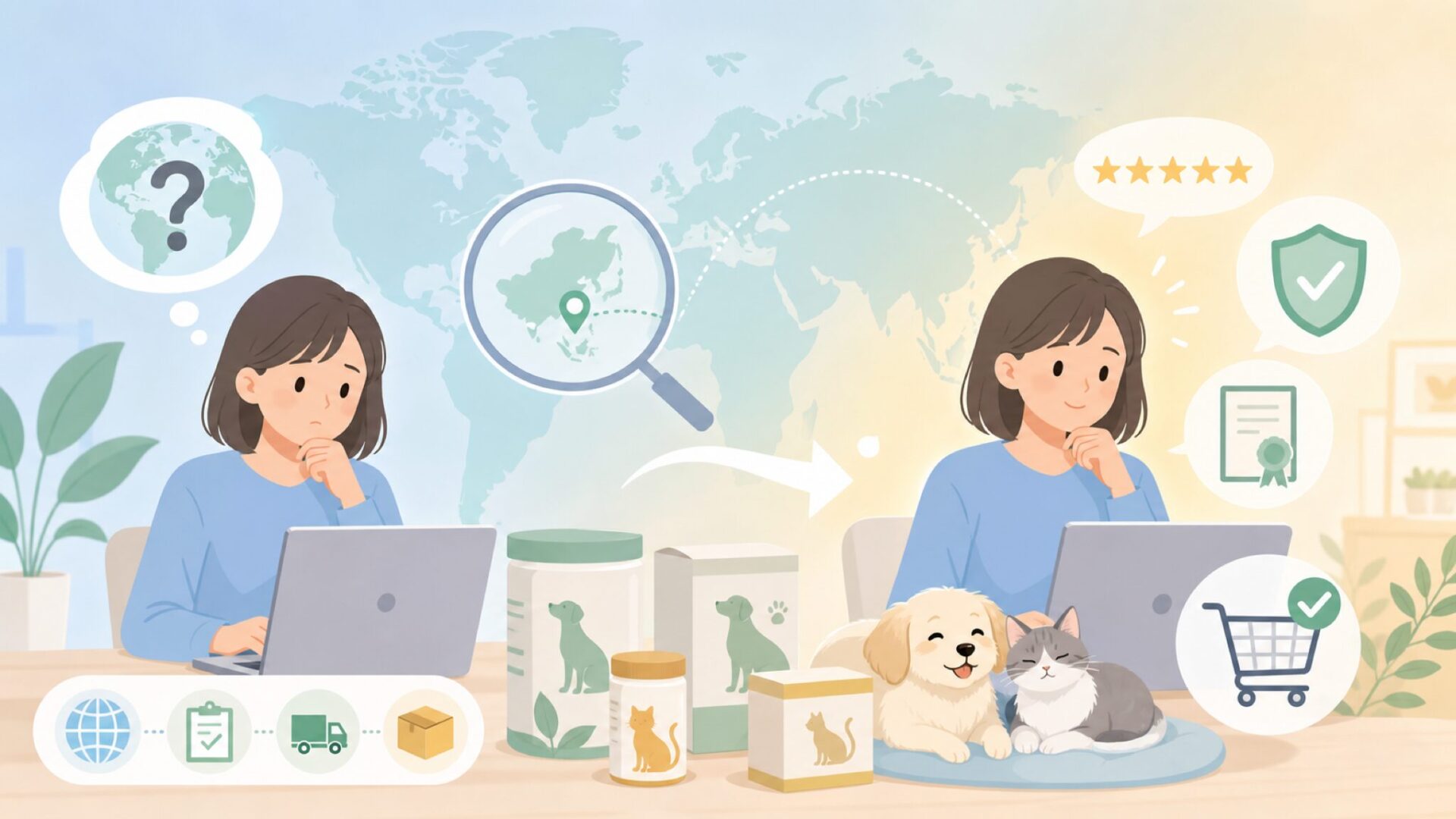 NaturVetはどこの国のブランド？安全性と正規品の選び方の要点を表すイラスト