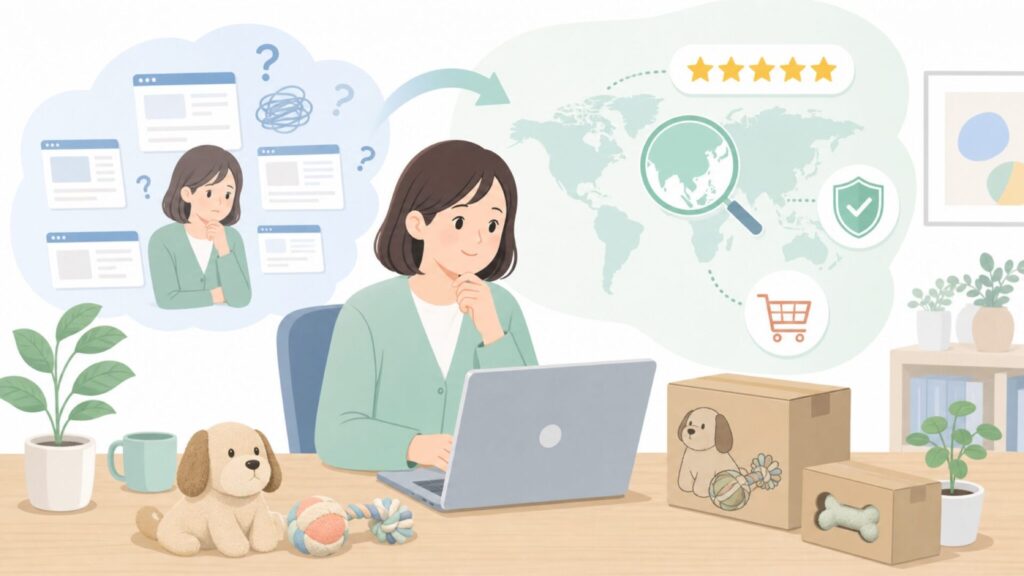 Fluff & Tuffはどこの国?ブランドの正体と安全性を解説の要点を表すイラスト
