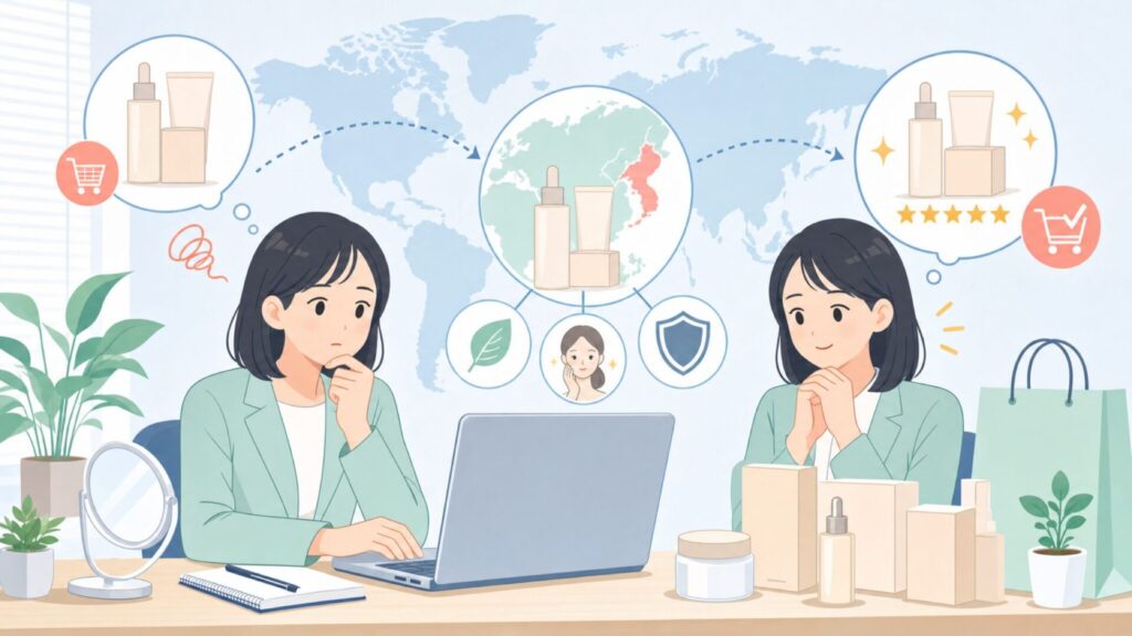 ONE THINGはどこの国のコスメ?韓国発ブランドを徹底解説の要点を表すイラスト