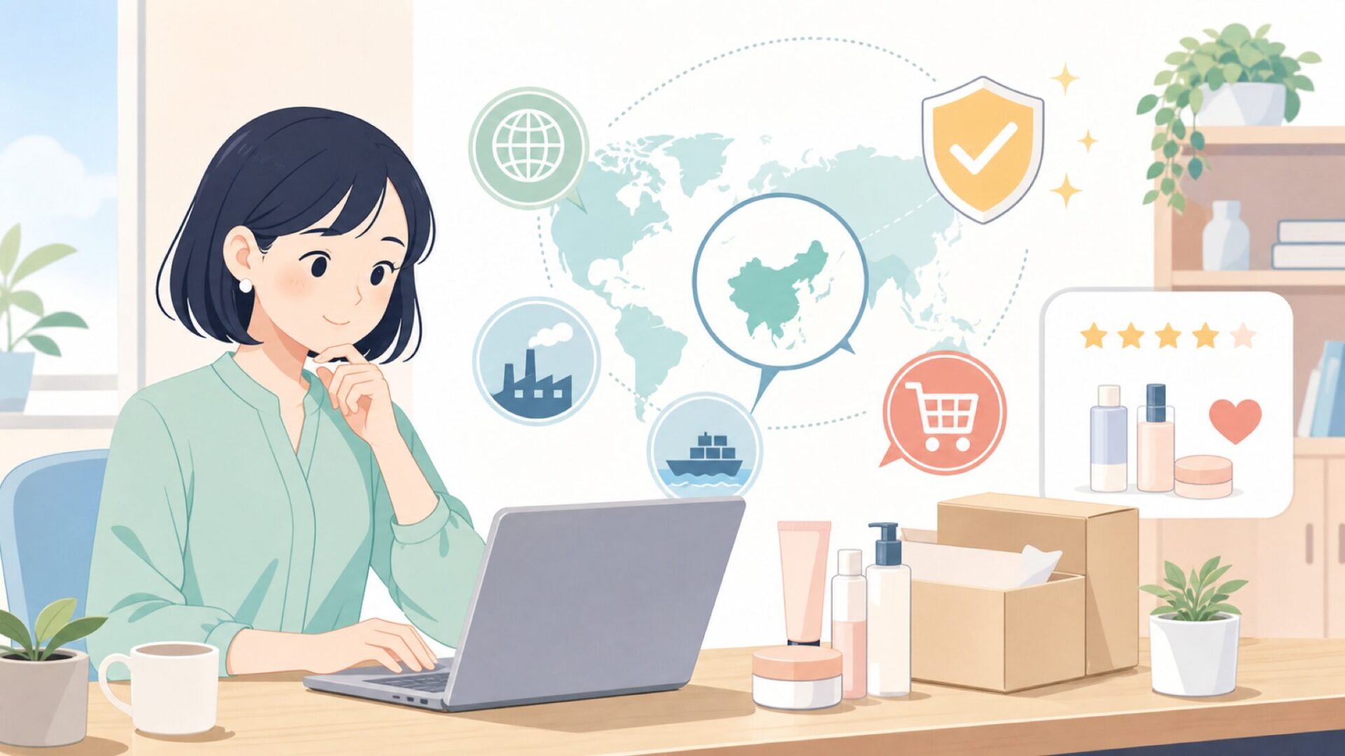 Dinto韓国コスメどこの国？ブランド正体と日本の購入先ガイドの要点を表すイラスト