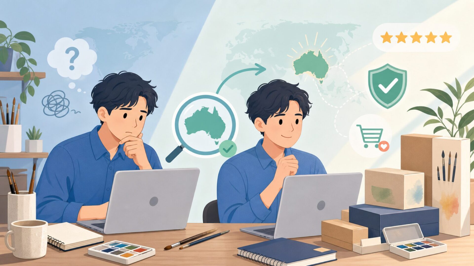 Etchr画材はどこの国？オーストラリア発ブランドの正体の要点を表すイラスト