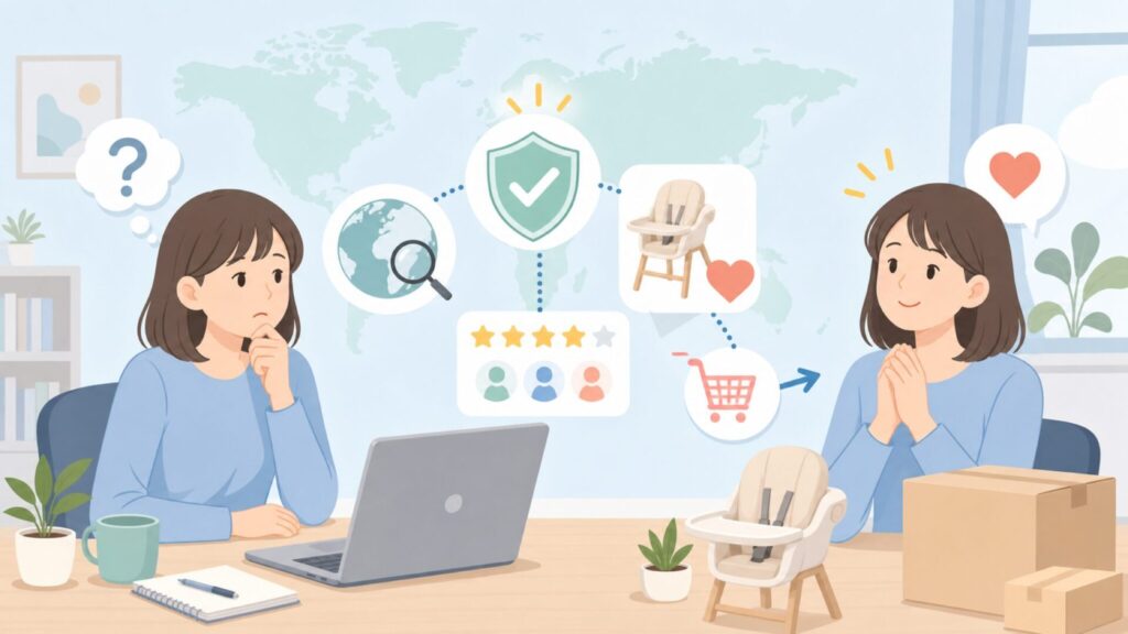 Childhomeはどこの国?ベルギー発の安全性と選び方の要点を表すイラスト