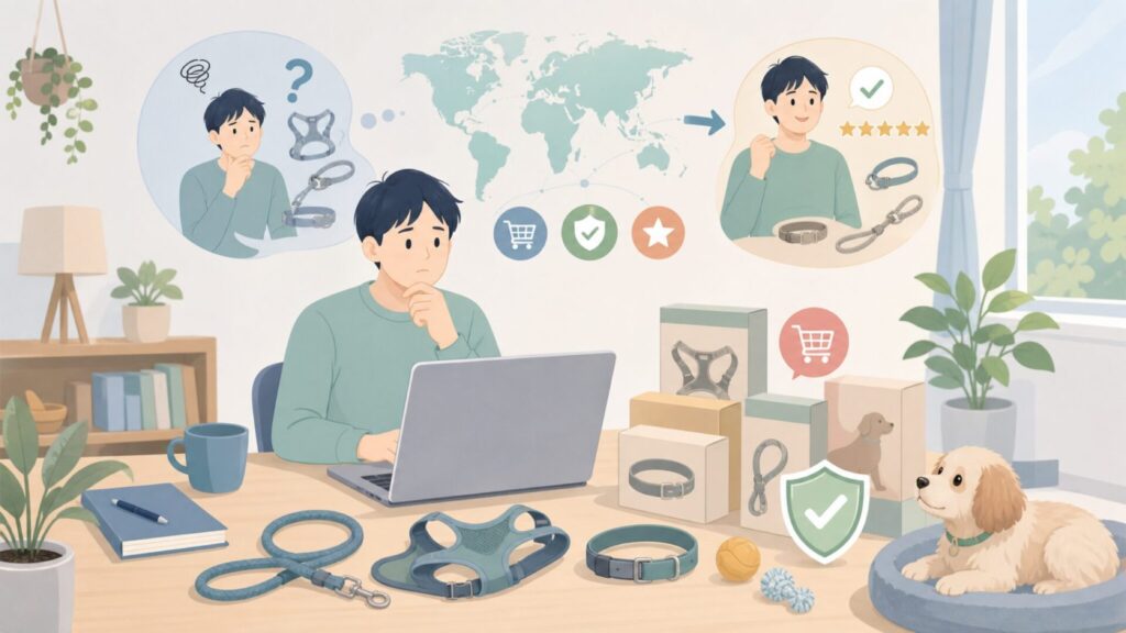 PetSafeはどこの国のブランド？代表商品と正規品の見極め方の要点を表すイラスト