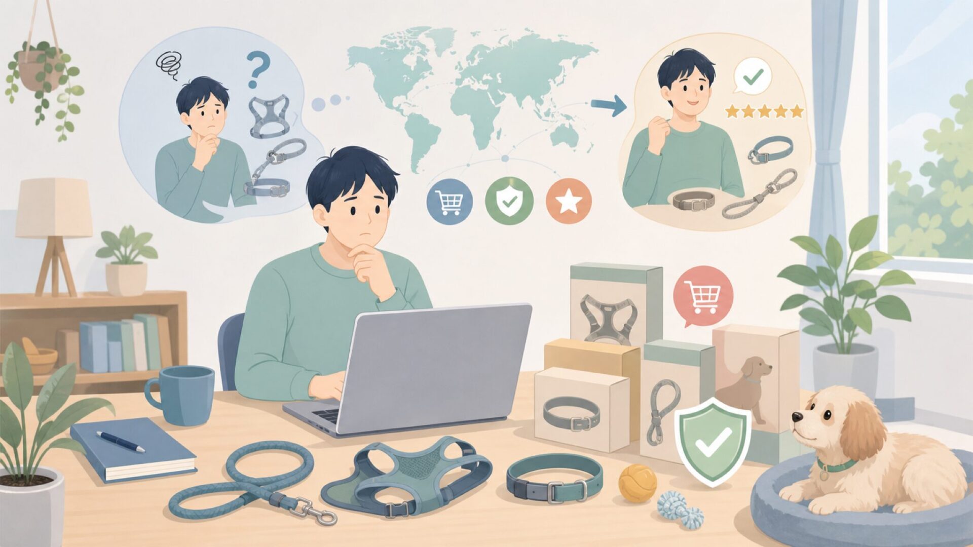 PetSafeはどこの国のブランド？代表商品と正規品の見極め方の要点を表すイラスト