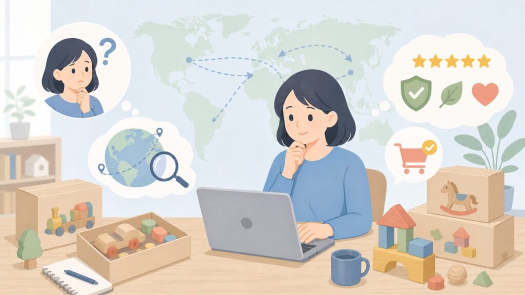 Bigjigs Toysはどこの国のおもちゃ？安全性と魅力を解説の要点を表すイラスト