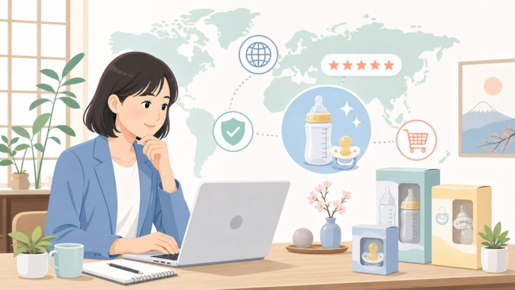 Difraxはどこの国のブランド？哺乳びん・おしゃぶりの安全性まとめの要点を表すイラスト