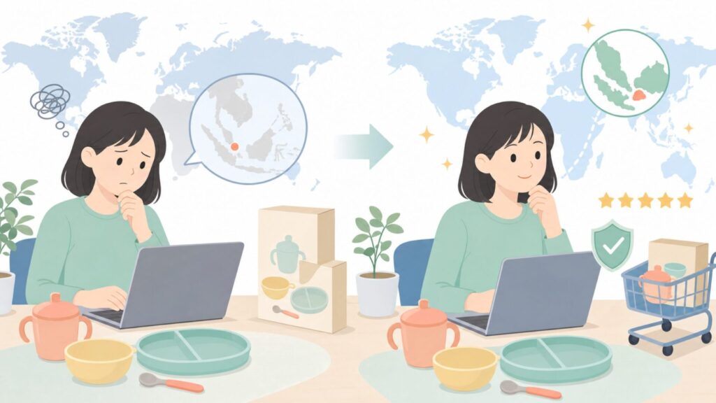 Marcus & Marcusはどこの国？シンガポール発ベビー食器の安全性まとめの要点を表すイラスト