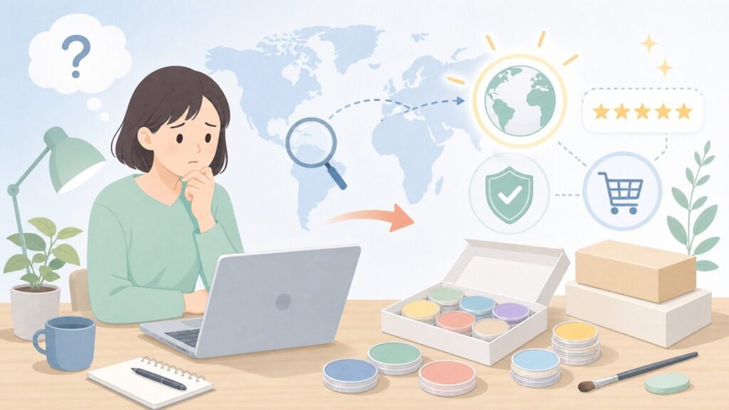 PanPastelはどこの国の画材?メーカーと国内正規販売ガイドの要点を表すイラスト