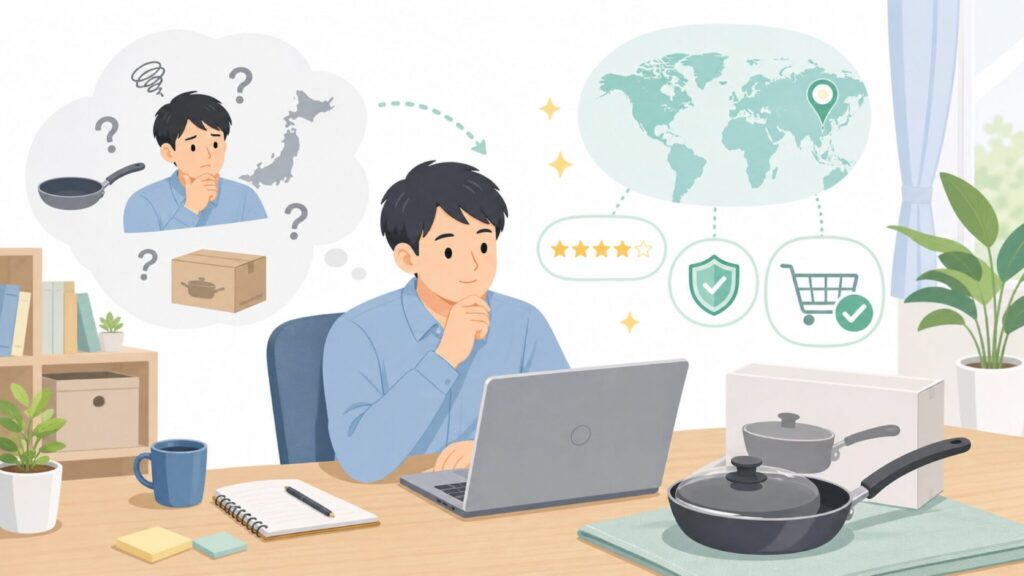 Monetaキッチン用品はどこの国？原産国と選び方を徹底解説の要点を表すイラスト