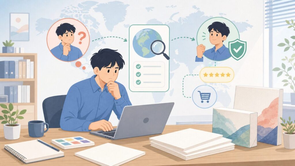 Baohongはどこの国の画材？水彩紙の評判と選び方の要点を表すイラスト