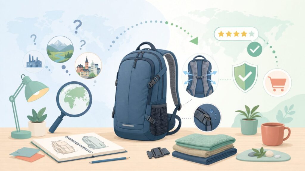 Deuterはどこの国？ドイツ発ブランドの信頼性とモデル選び方の要点を表すイラスト