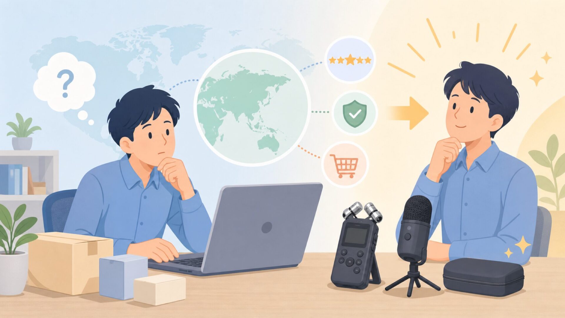 TASCAMはどこの国のメーカー?TEACとの関係でわかる安心感の要点を表すイラスト
