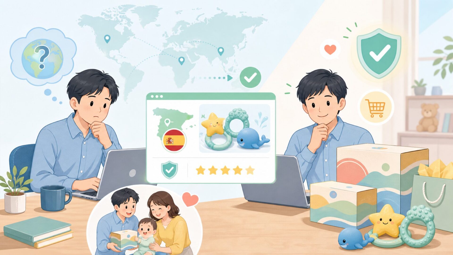 Oli & Carolはどこの国のブランド？スペイン発の安全な赤ちゃん玩具を解説の要点を表すイラスト
