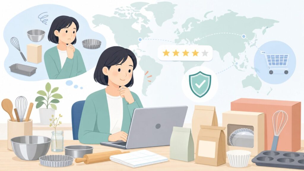Mrs. Anderson's Bakingはどこの国？製菓用品の特徴ガイドの要点を表すイラスト