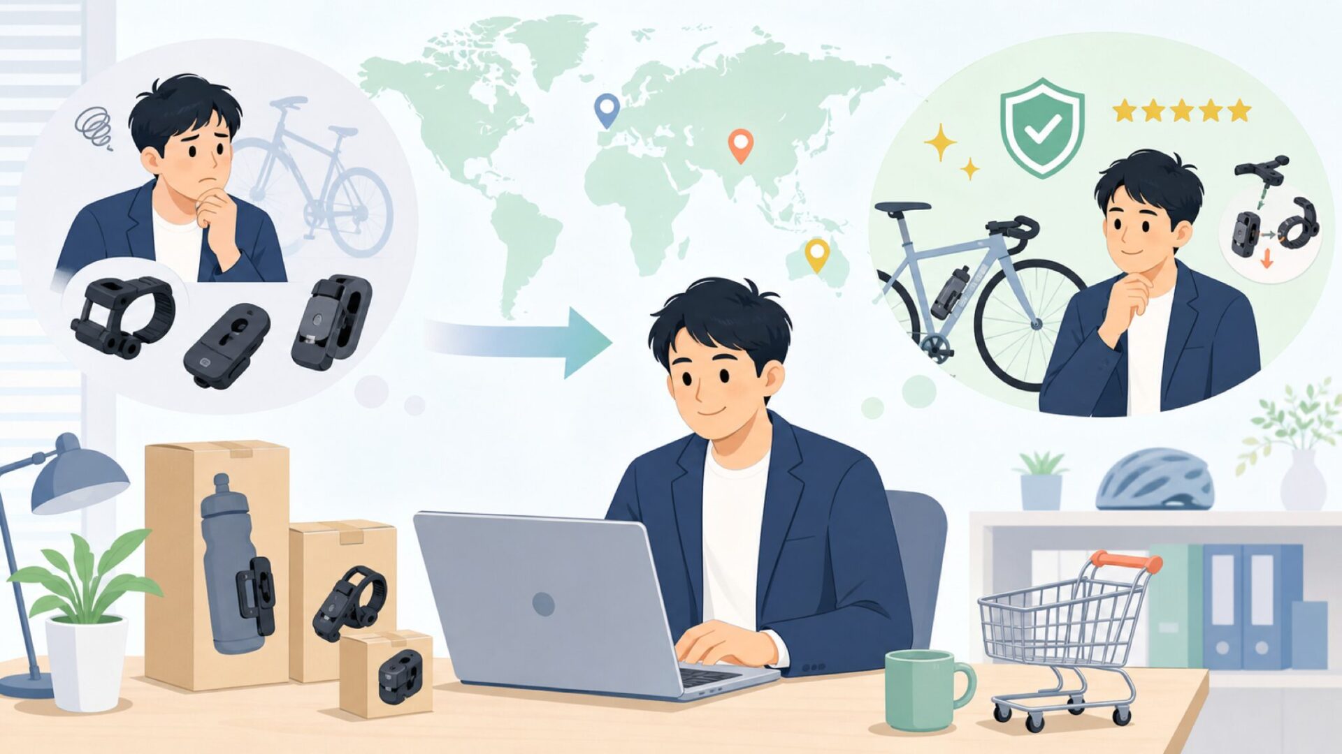 FIDLOCKはどこの国？自転車用品ブランドの正体を徹底解説の要点を表すイラスト