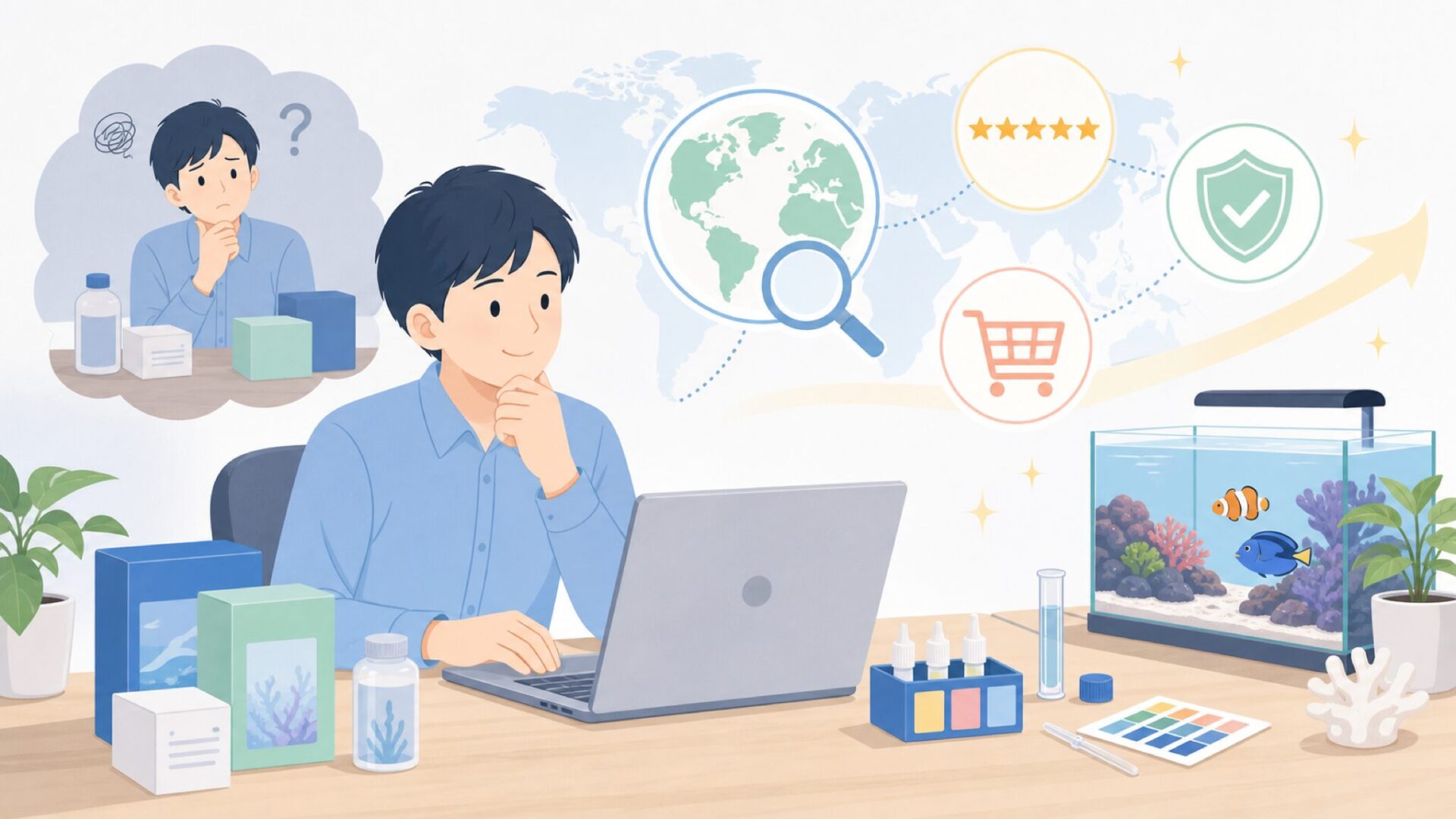Salifertはどこの国の用品？アクアリウム用品ブランドを解説の要点を表すイラスト