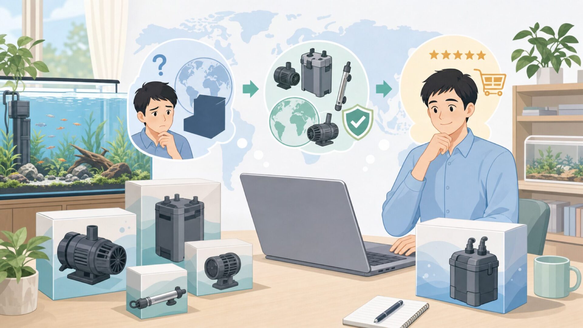 Sicce(シッチェ)はどこの国のメーカー？代表製品と選び方の要点を表すイラスト