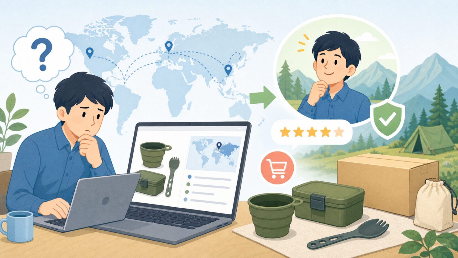 Wildo(ウィルドゥ)はどこの国?アウトドア用品の特徴を徹底解説の要点を表すイラスト