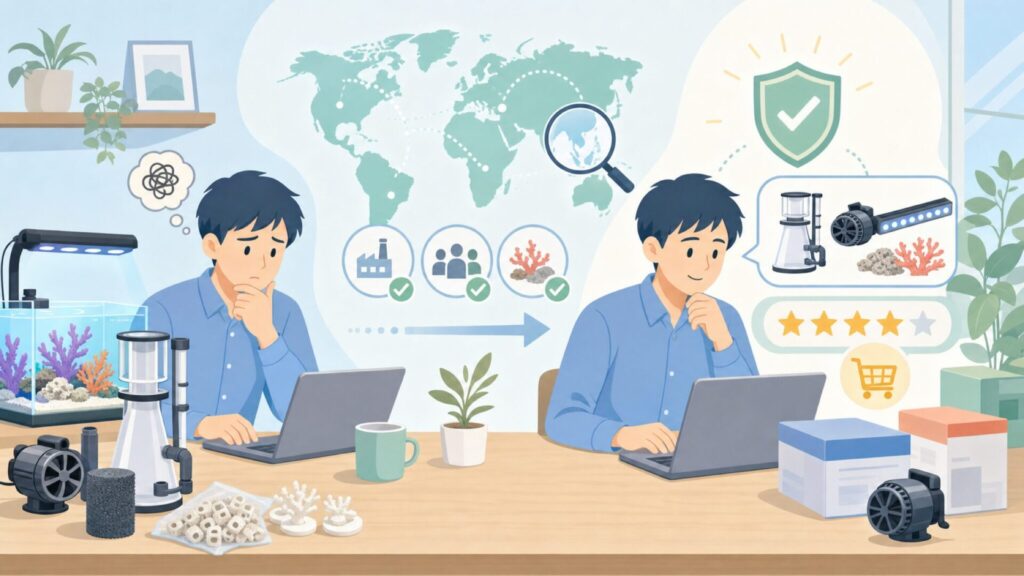 Maxspectはどこの国のメーカー?アクアリウム用品の実力を検証の要点を表すイラスト