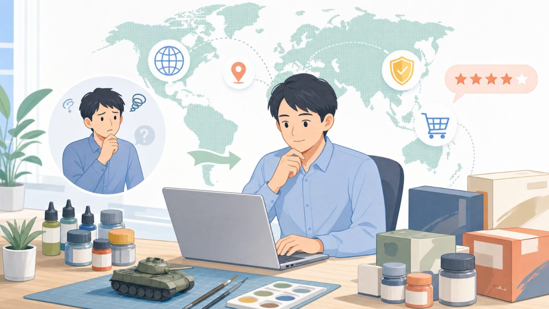AKインタラクティブはどこの国のメーカー?模型塗料の特徴を解説の要点を表すイラスト