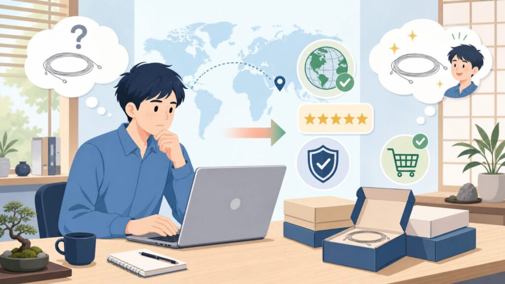 Stringjoyギター弦はどこの国?正体と日本での取り扱い方の要点を表すイラスト